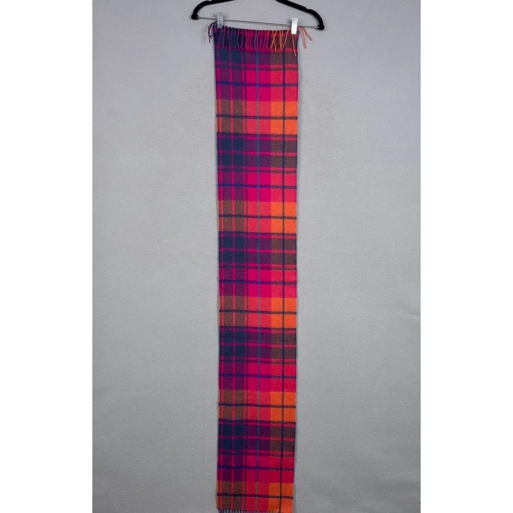 Edinburgh Scarf Womens OS Pink Plaid Lambswool Tartan Mill Check Jazz New